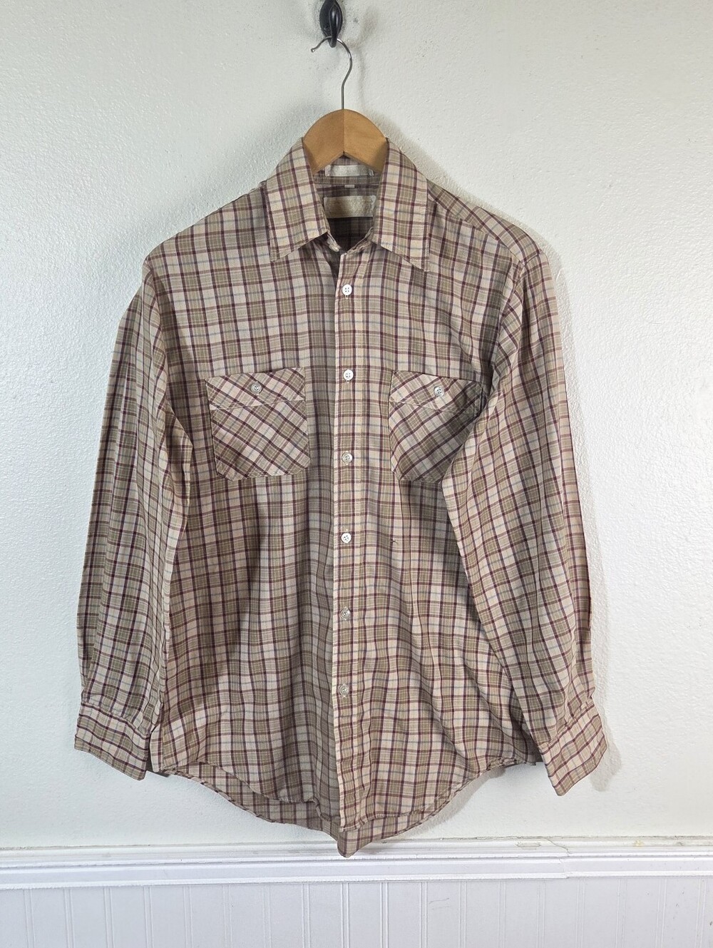 Vintage Mervyn's Mens Plaid Shirt M Button Up Cotton Y2K Grunge Workwear USA
